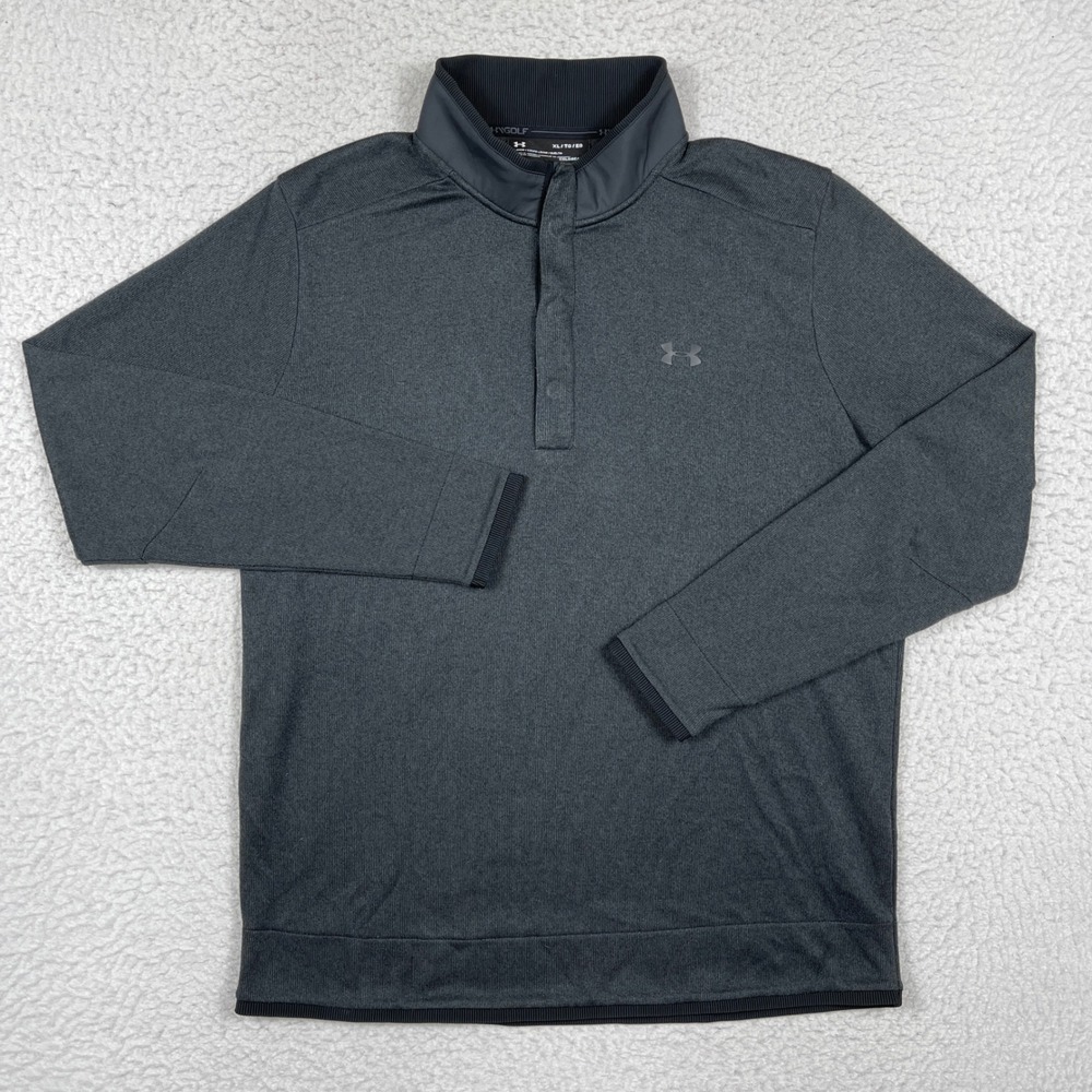 Under Armour Pullover Mens XL Gray ColdGear Snap Mock Neck Golf Athletic Sporty